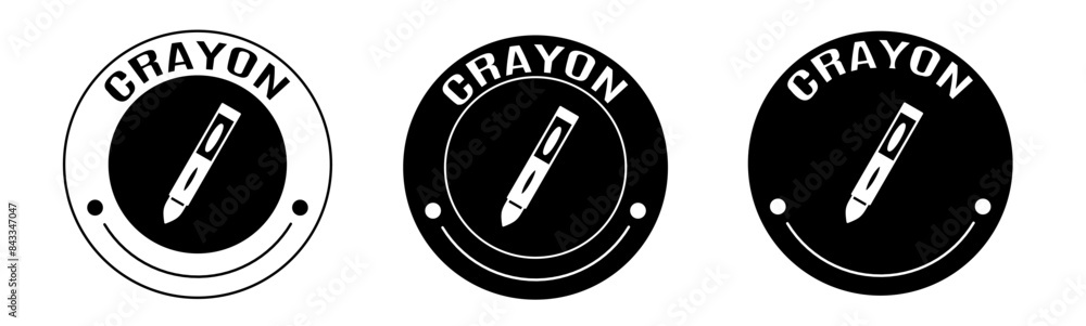 Black and white illustration of crayon icon in flat. Stock vector. Black and white illustration of crayon icon in flat. Stock vector.
