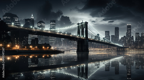 new york city skyline, black and white