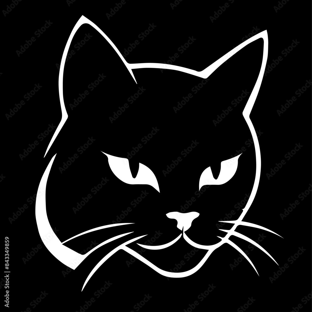 Negative space logo silhouette cat angry shape Negative space logo silhouette cat angry shape