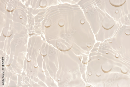 White water with ripples on the surface. Defocus blurred transparent white colored clear calm water surface texture with splashes and bubbles. Water waves with shining pattern texture background.