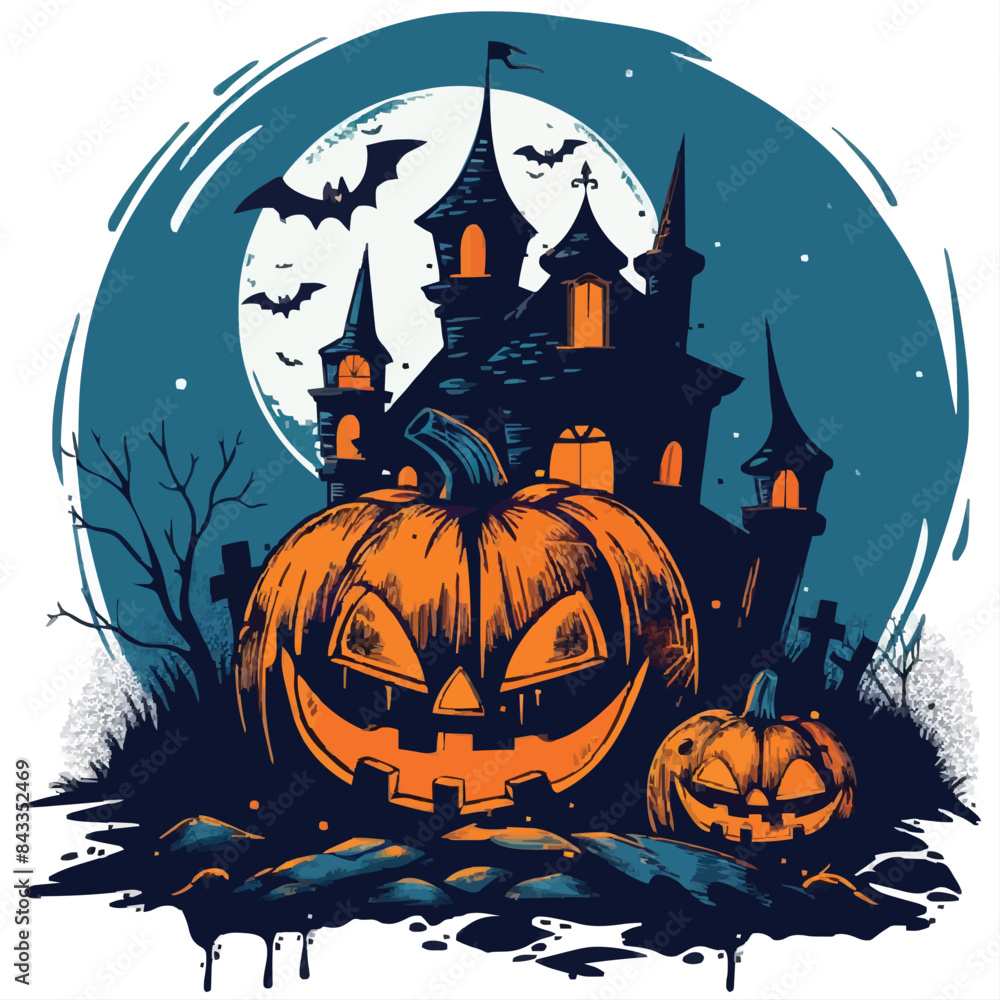 Fototapeta premium Helloween vector illustration for t-shirt 