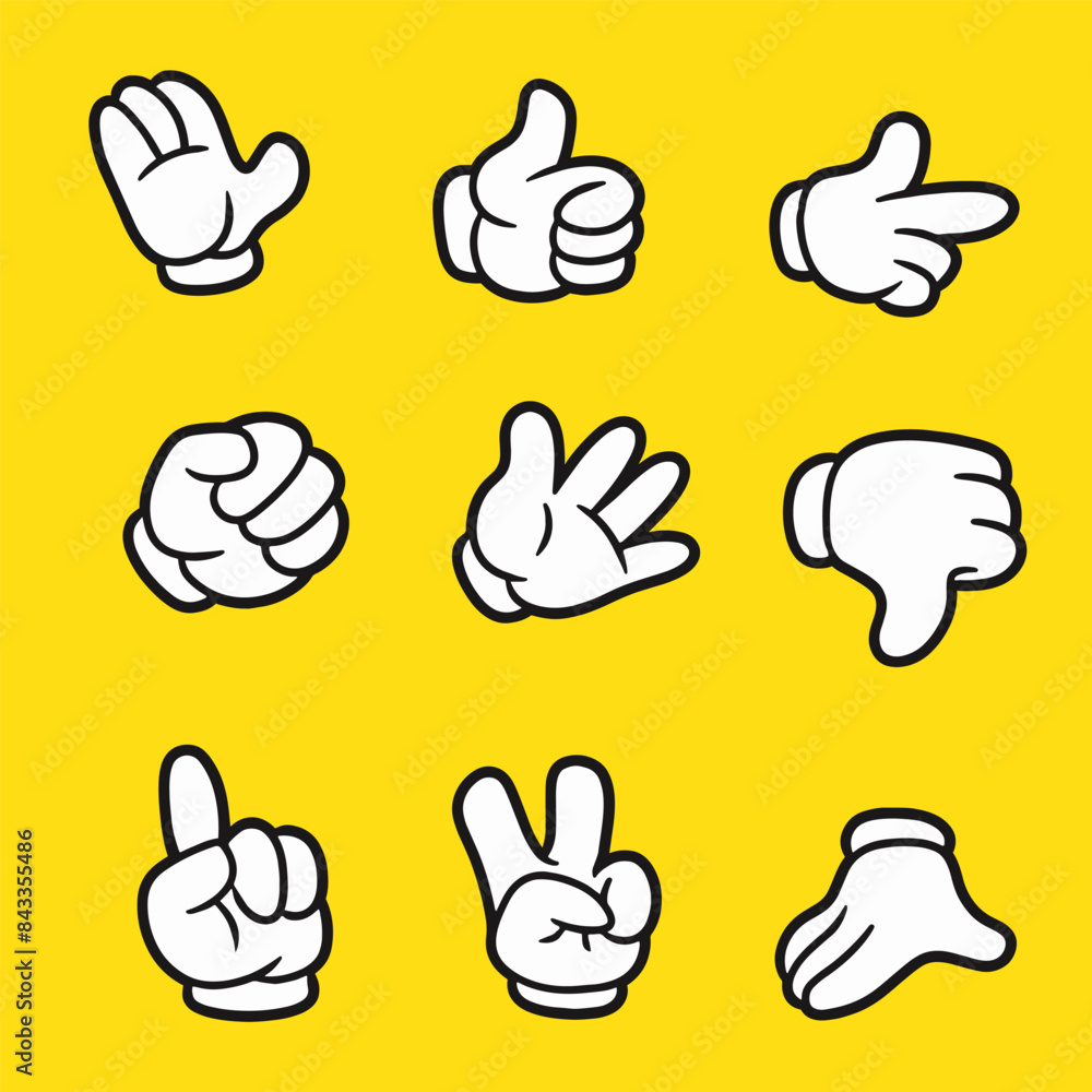 set of hand for mascot character, groovy style, mascot retro set of hand for mascot character, groovy style, mascot retro