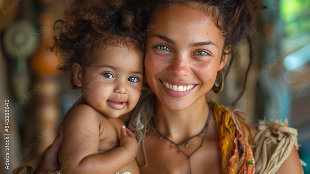 Smiling mothers holding newborn baby ,generative ai Smiling mothers holding newborn baby ,generative ai