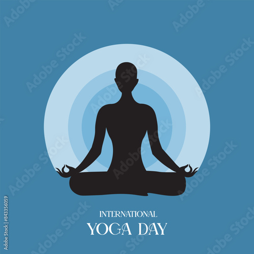 yoga silhouette illustration design, international yoga day celebration.
