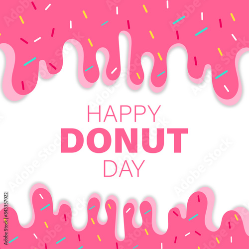 Happy national donut day, template for background, banner, poster design, vector cartoon illustration in flat style.