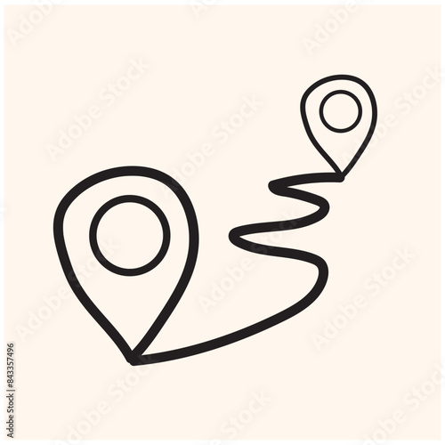 distance sign symbol with illustration stye doodle and line art