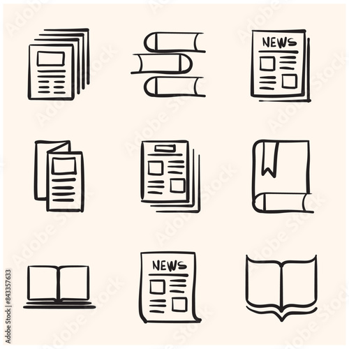 Set Publication with illustration stye doodle and line art