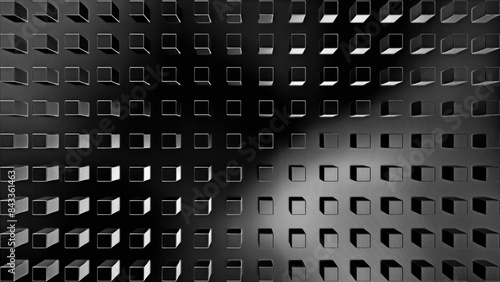 Geometric 3D cube pattern on a dark surface, abstract tech background