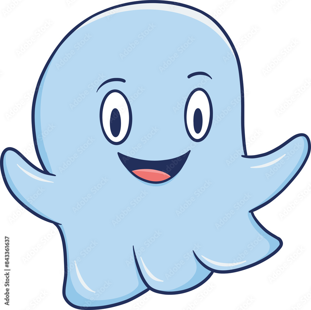 cute cartoon flying ghost with a big smile on its face cute cartoon flying ghost with a big smile on its face