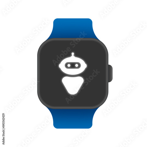 Interlocutor's image on the screen smart watch isolated on white background