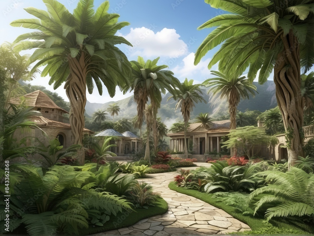 Fototapeta premium palm trees in the garden