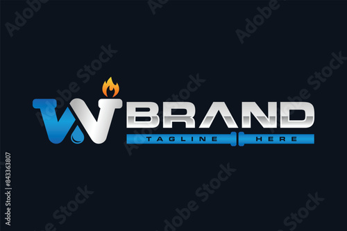letter W gas pipe logo