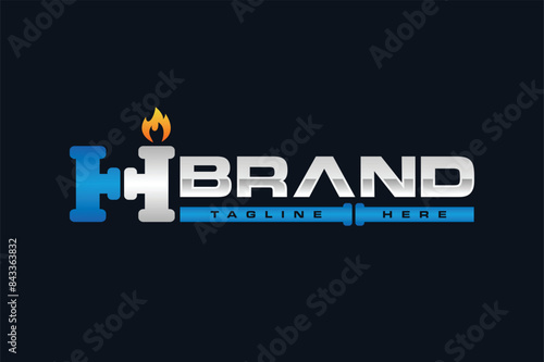 letter H gas pipe logo