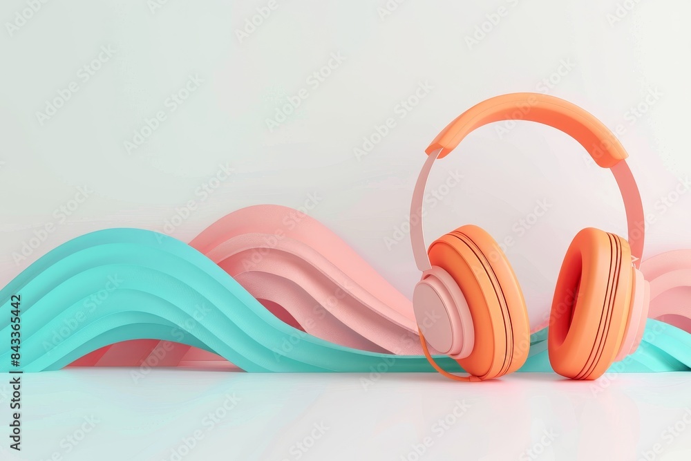 Naklejka premium an isolate headphone on background music and podcast concept