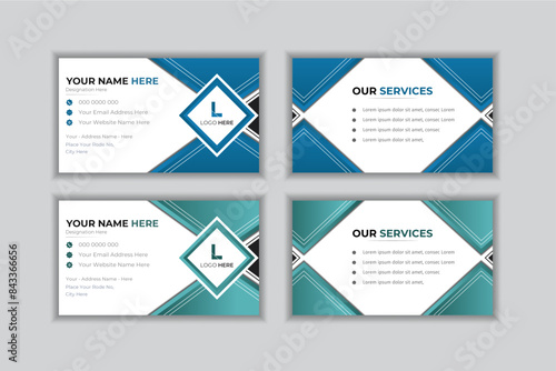 Corporate business card deisgn with abstract shape.