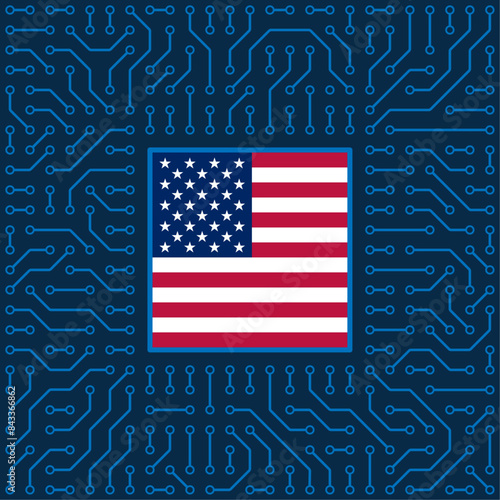 Image of cpu with usa flag