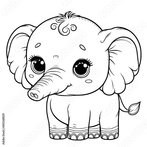 Cute elephant for coloring book