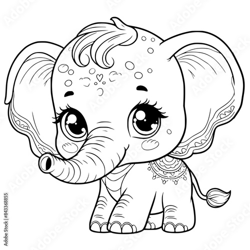 Cute elephant for coloring book