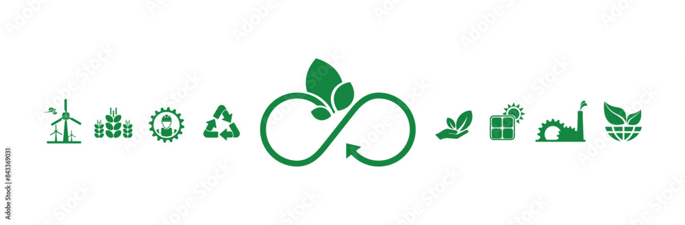 circular economy icons on white background circular economy icons on white background