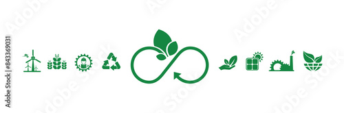 circular economy icons on white background	