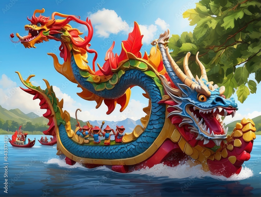 Fototapeta premium chinese dragon statue in the temple