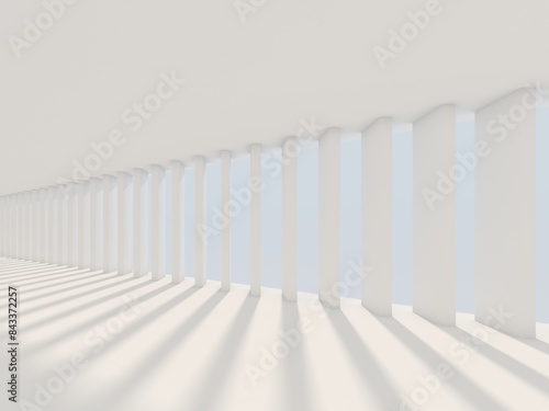 Empty white space interior with sunlight and shadow, 3d rendering