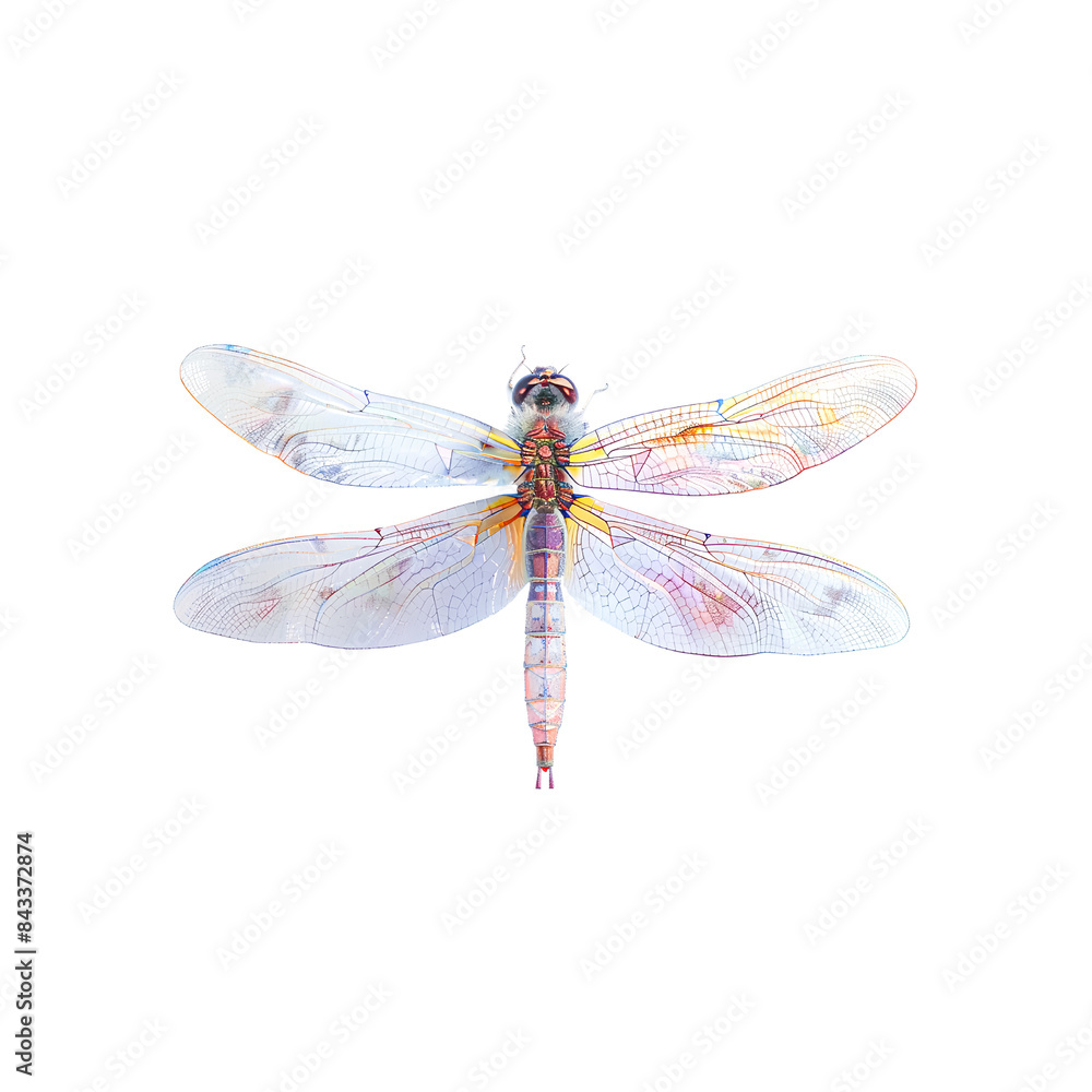 Dragonfly with Transparent Wings Isolated on White Background Dragonfly with Transparent Wings Isolated on White Background