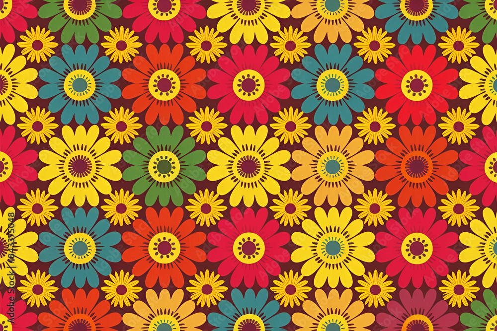 Vibrant floral pattern inspired by the 80s and 90s Vibrant floral pattern inspired by the 80s and 90s