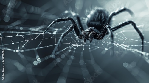 Black Spider on Halloween Web