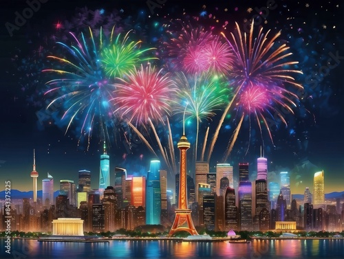 fireworks over the river