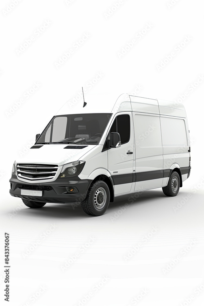 Generic delivery van isolated on white, suitable for various logistics and transportation concepts