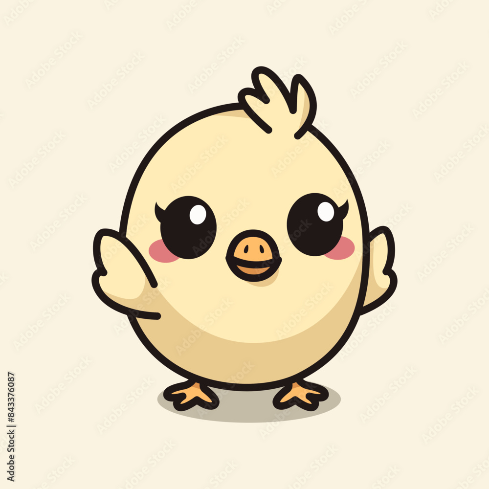 Obraz premium cute yellow chicken cartoon character vector illustration template design. animal farm pet.