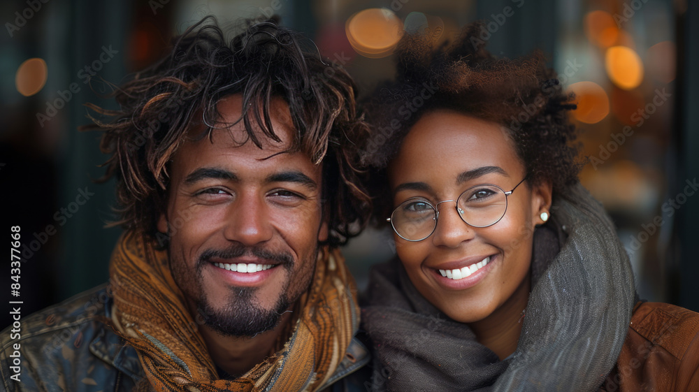 Happy gay couple sitting together in front of door,generative ai Happy gay couple sitting together in front of door,generative ai