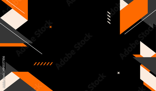 Orange and white abstract shapes with black background vector design © rupa