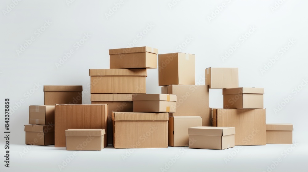 Group of cardboard boxes isolated on a white background Group of cardboard boxes isolated on a white background