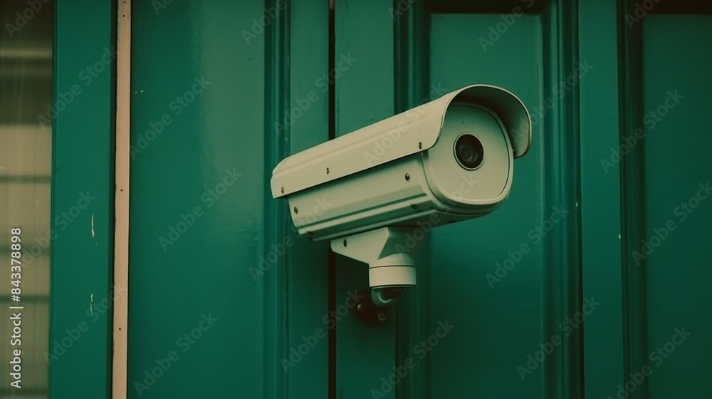 Close-up of security camera system installed on exterior wall of residential property Close-up of security camera system installed on exterior wall of residential property
