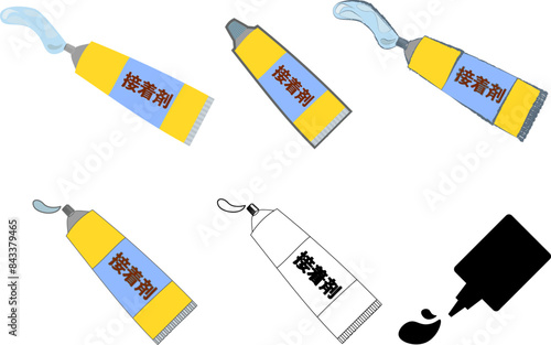 シンプルな接着剤のイラストセット