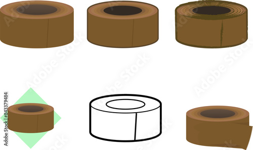 シンプルなガムテームの線画・イラストセット