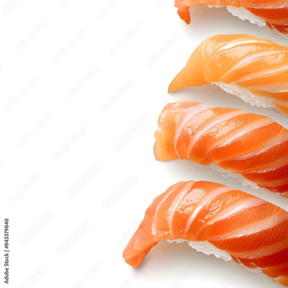 Salmon sushi on white background Salmon sushi on white background
