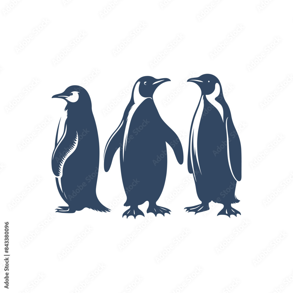 Naklejka premium penguin silhouette vector, penguin logo, penguin icon, penguin clipart illustration on white background
