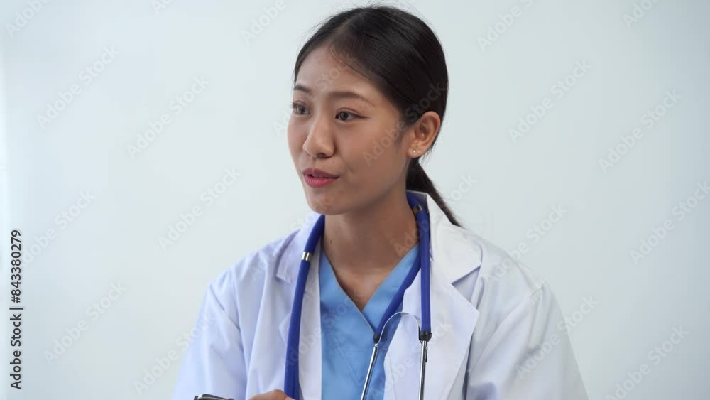 Doctor in uniform giving advice to patient Doctor in uniform giving advice to patient