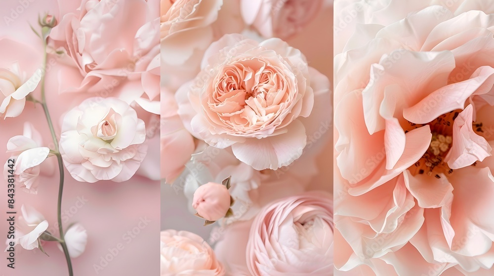 Fototapeta premium Delicate Pink Floral Bouquet with Soft Pastel Petals and Elegant Texture