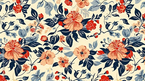 Colorful vintage floral seamless pattern background illustration