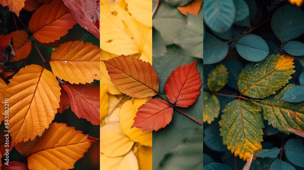 Vibrant Autumn Foliage with Colorful Leaves in Natural Landscape Vibrant Autumn Foliage with Colorful Leaves in Natural Landscape