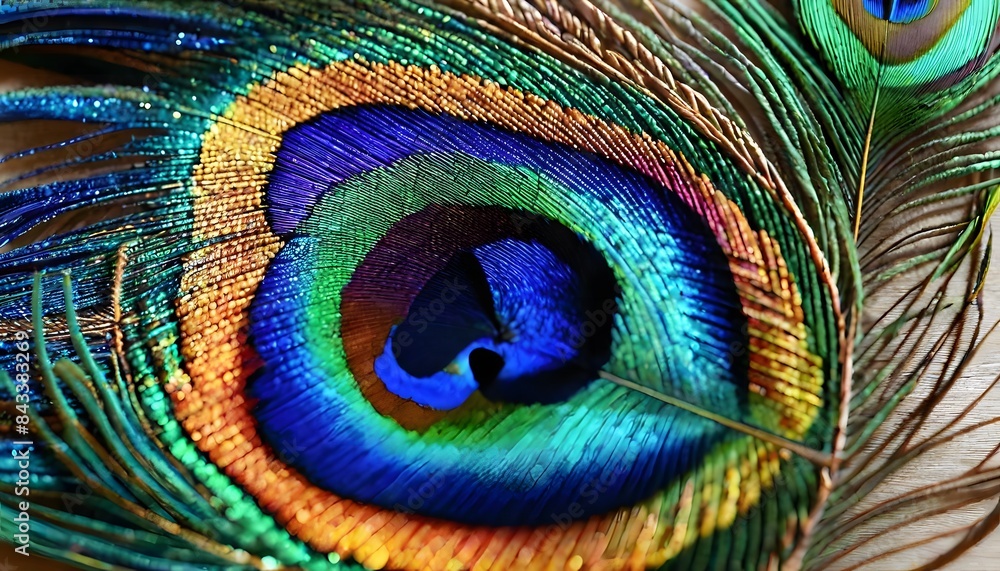 Obraz premium colourful peocock feather indian national bird Pavo cristatus