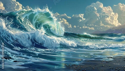 Ocean wave crashing against the shore