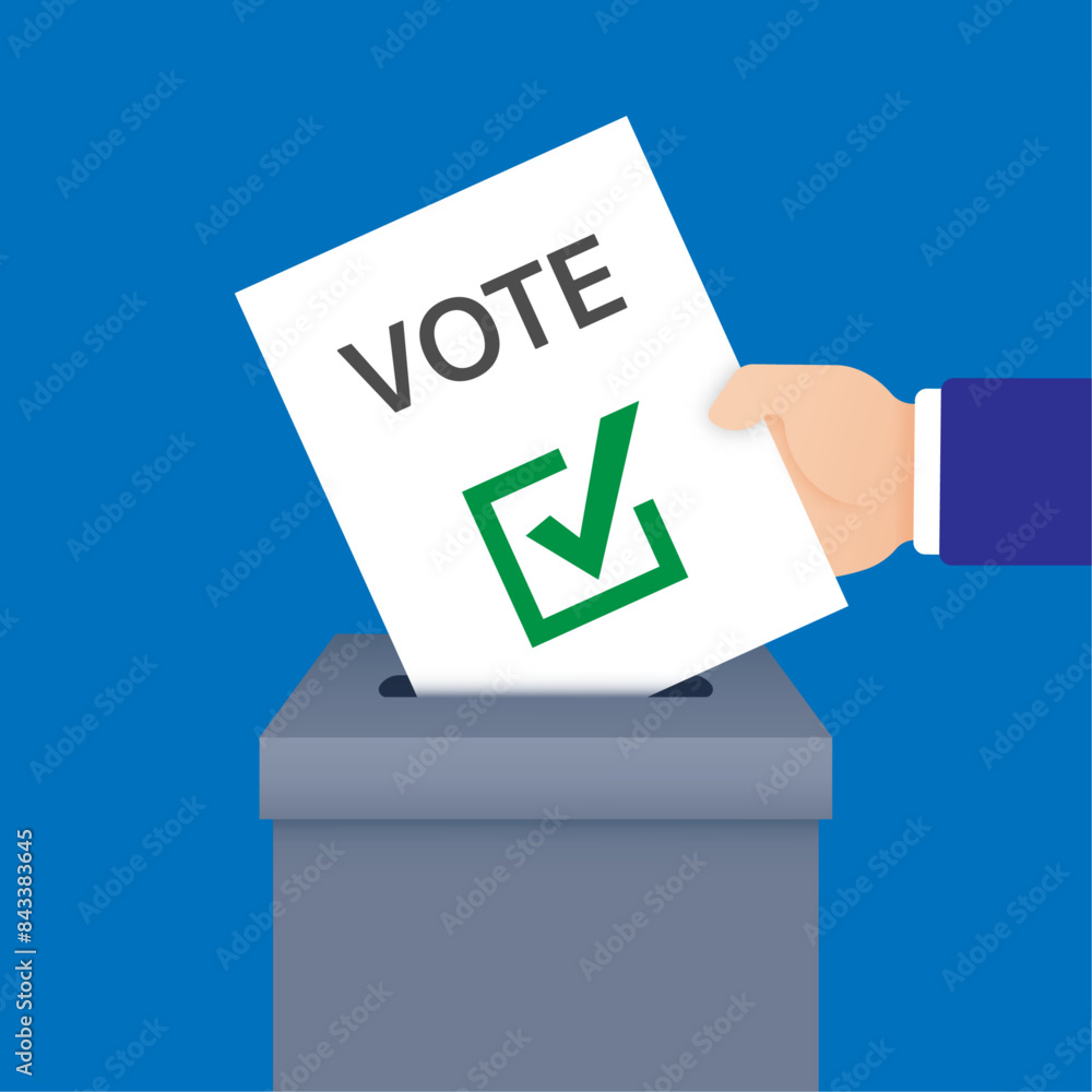Hand puts vote bulletin into vote box Hand puts vote bulletin into vote box