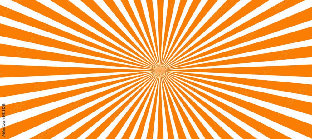 Fototapeta premium Orange and white sunburst background with rays