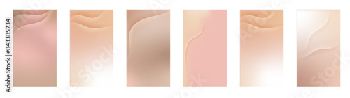 Nude gradient. Pastel nude background set, modern gradient vector design. Trendy screen.