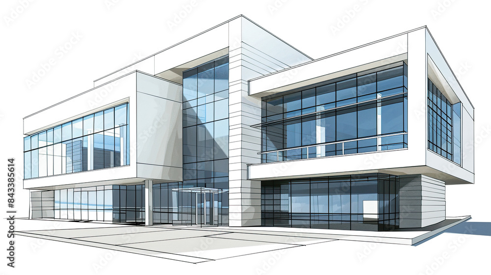Architectural drawing modern building design Architectural drawing modern building design